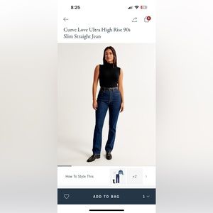 Abercrombie women’s slim straight 90s ultra high rise 10Tall